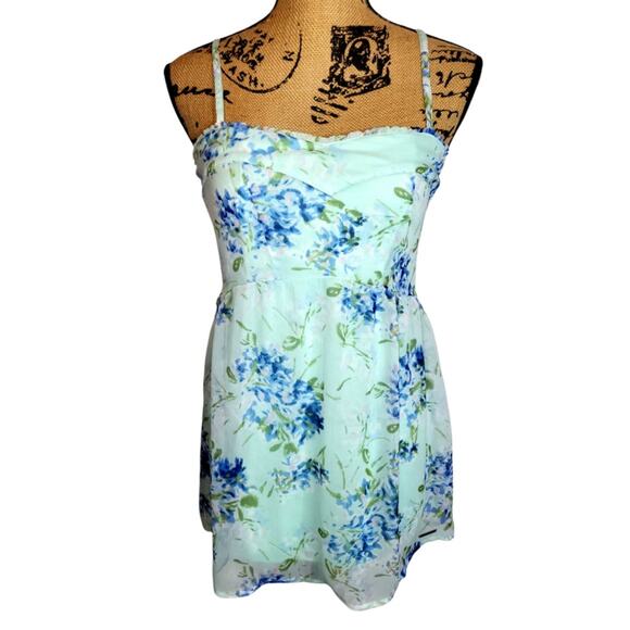 VTG Y2K Abercrombie & Fitch Women's Floral Chiffon Babydoll Sleeveless Top XS - Picture 1 of 8